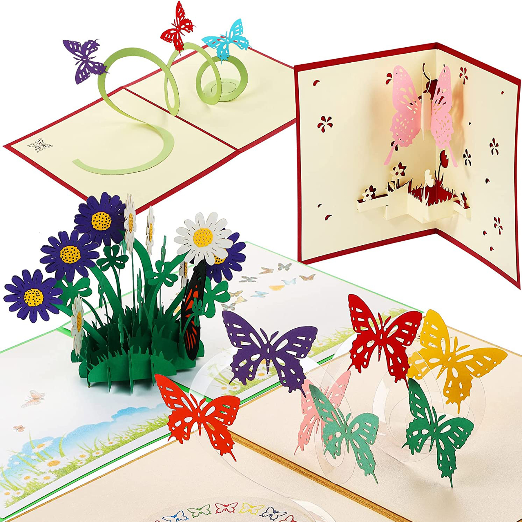 Pop Up Card Butterflies Flower Card