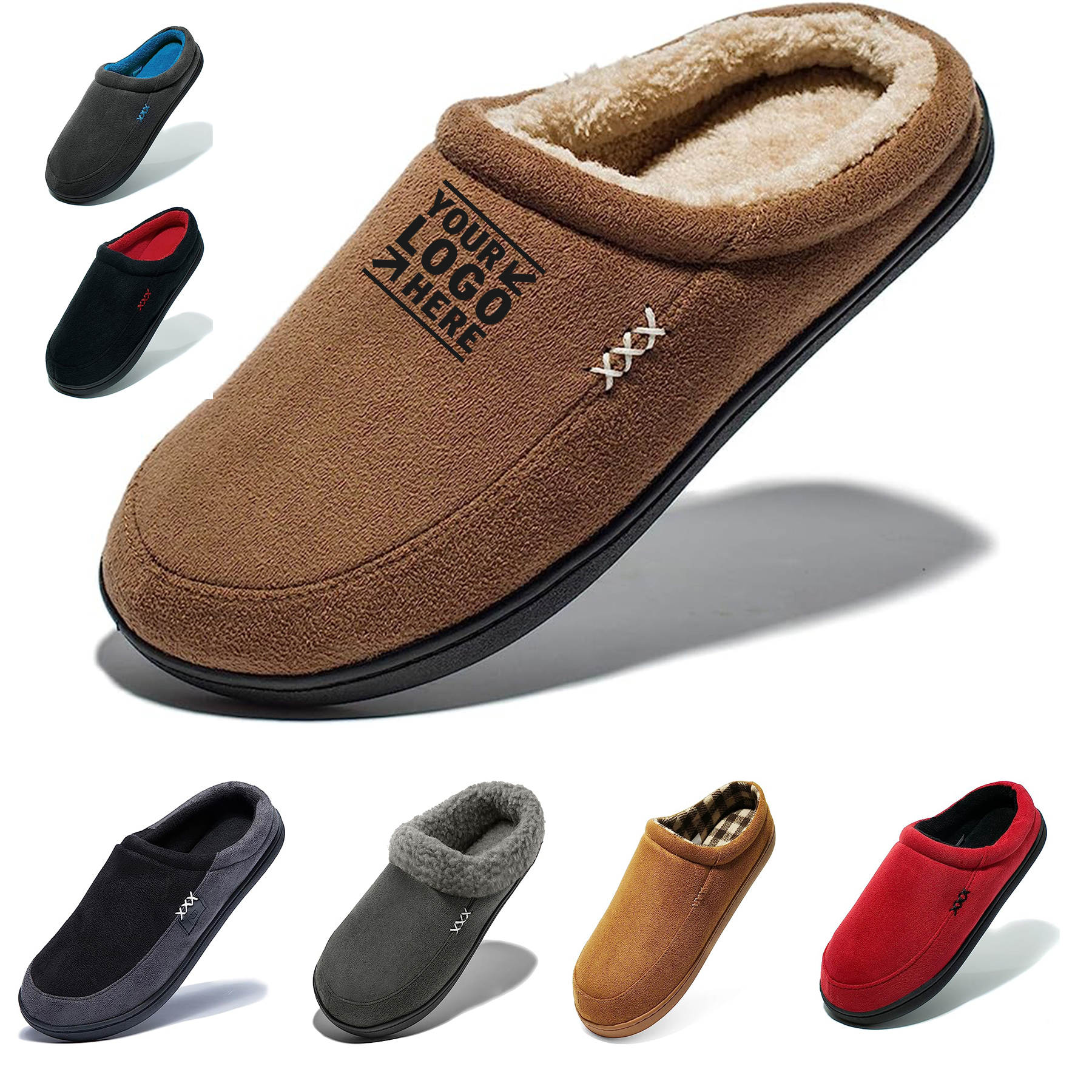 Men's Warm Memory Foam Suede Plush Shearling Lined Slip 2