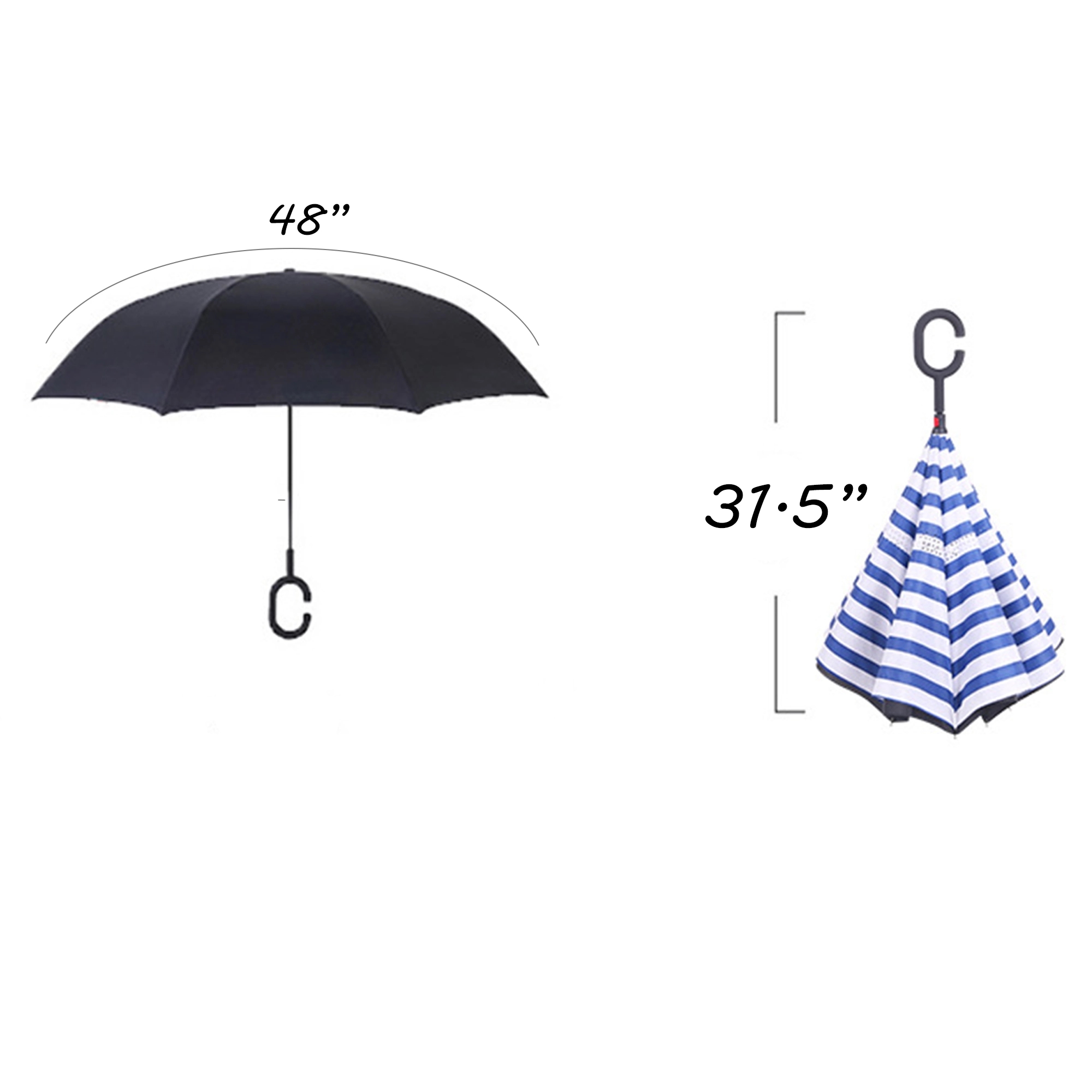 48" Arc Reverse Umbrella with C-Shaped Handle 9