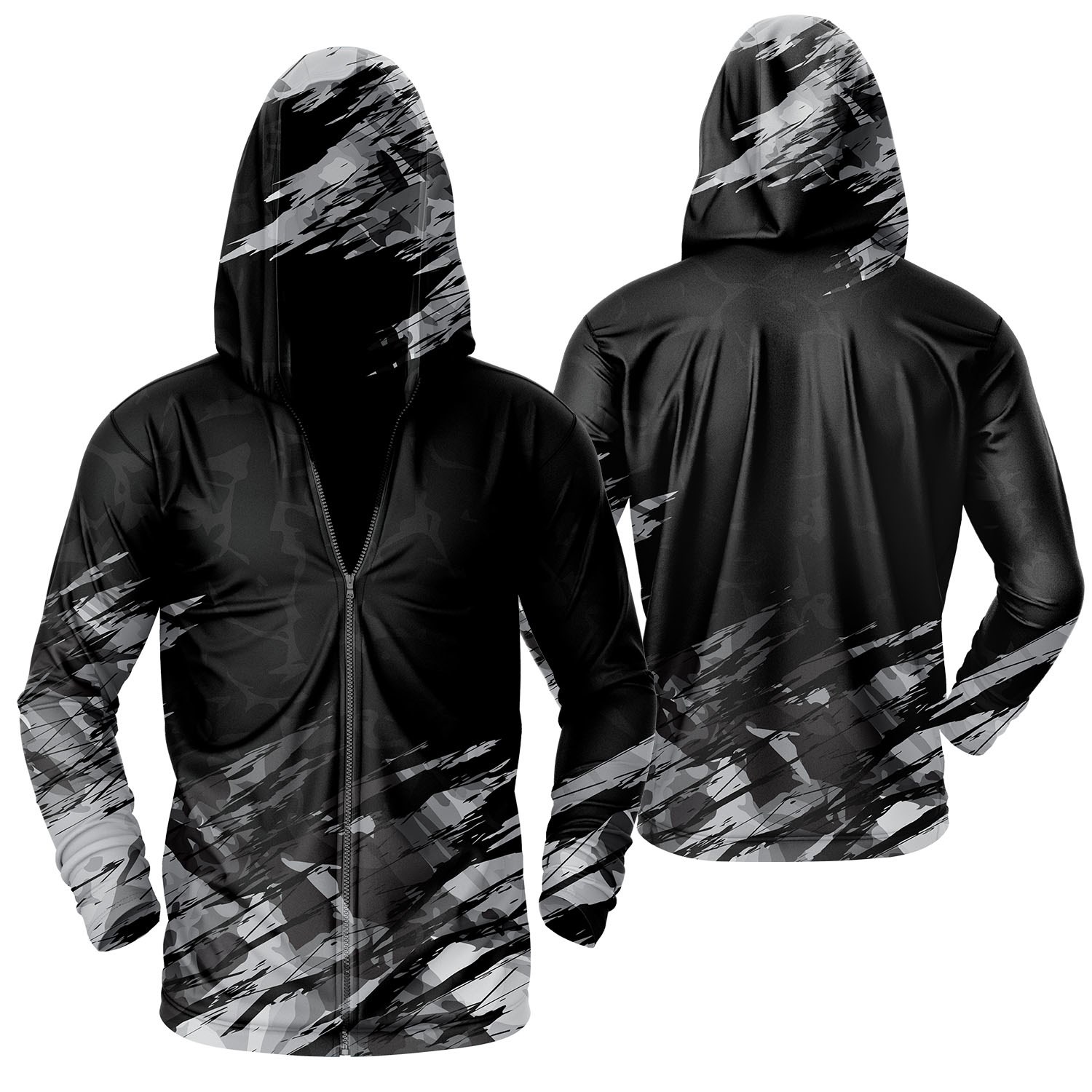 Unisex 170 GSM Sunproof UPF 50+ Fishing Sublimation Pullover Hoodie w/ Full Zipper 4