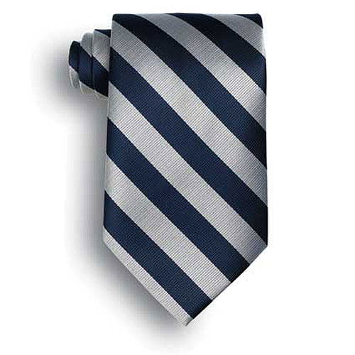 School Stripes Polyester Tie - Navy/Gray 2