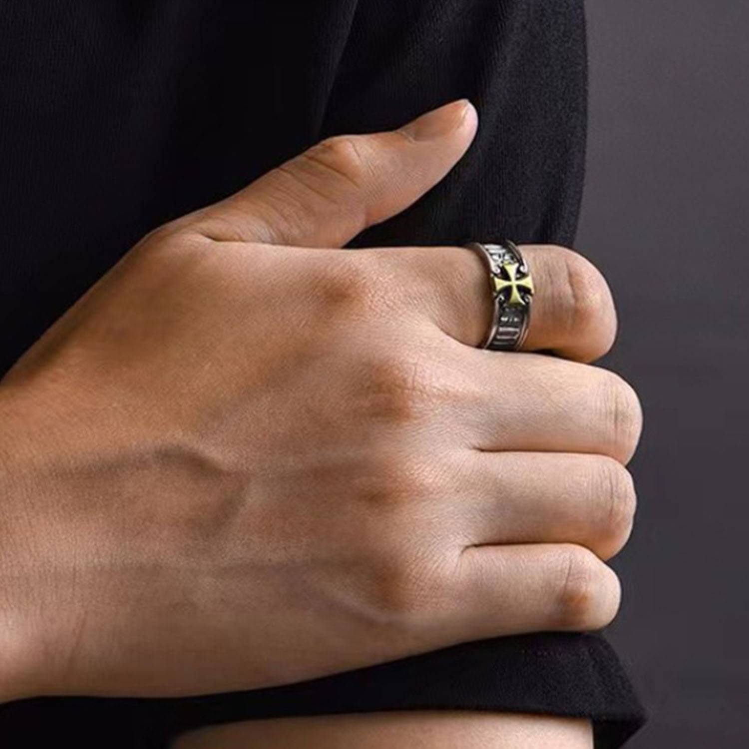 Adjustable Men's Cross Ring 3