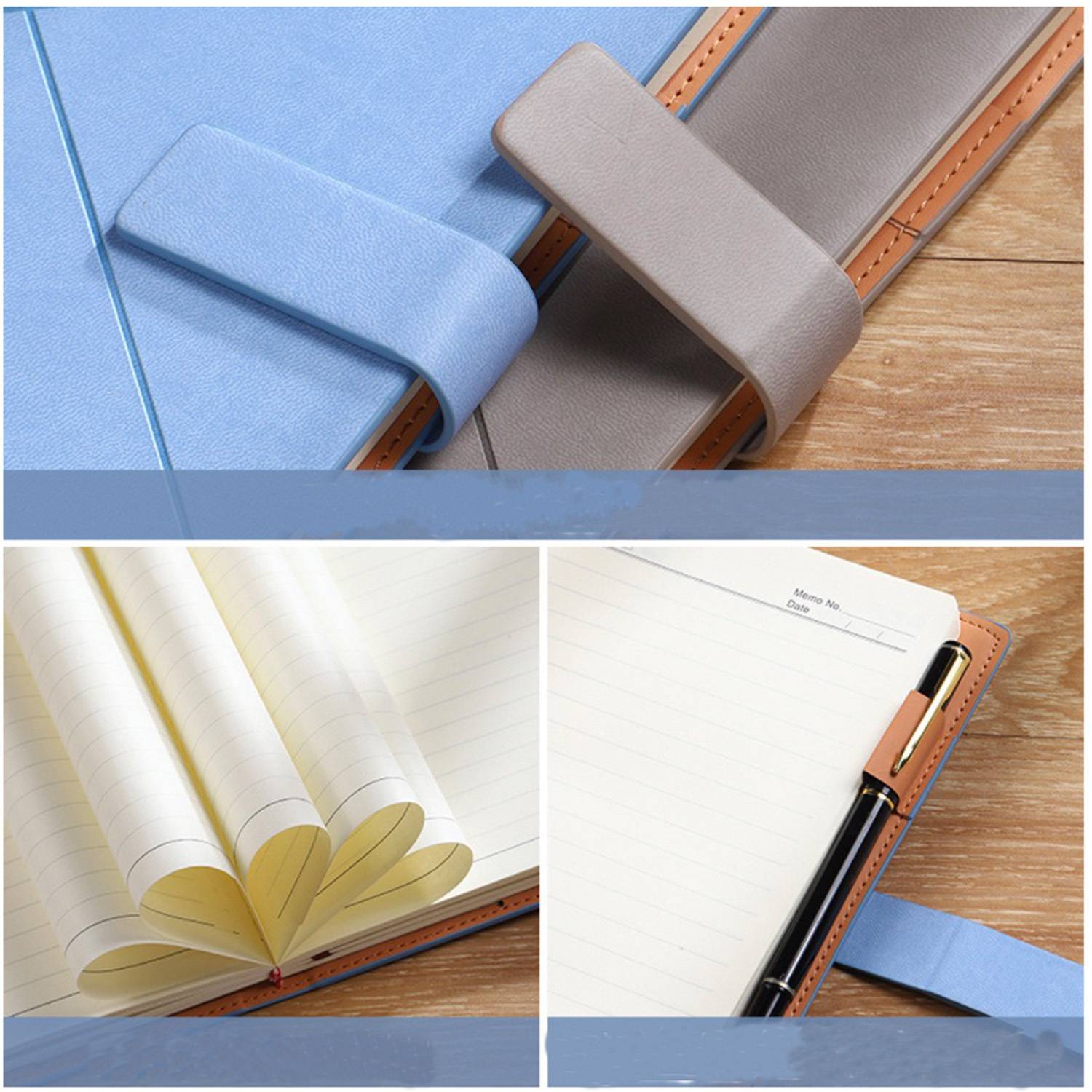 PU Magnetic Buckle Notebook W/ Pen Holder 4