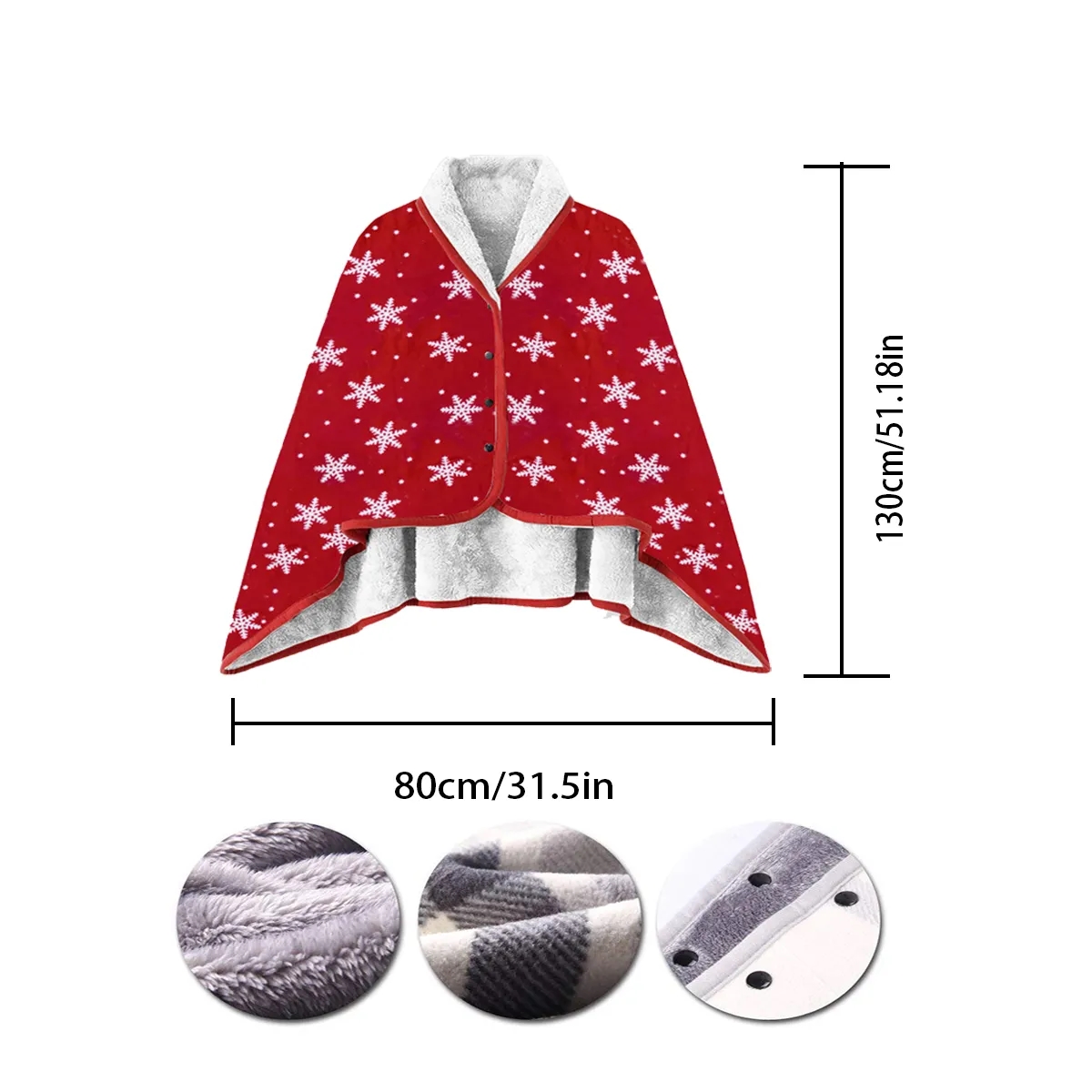 Sherpa-Lined Wearable Throw With Snaps, Holiday Print, custom hoodie or sweatshirt with logo imprint 3