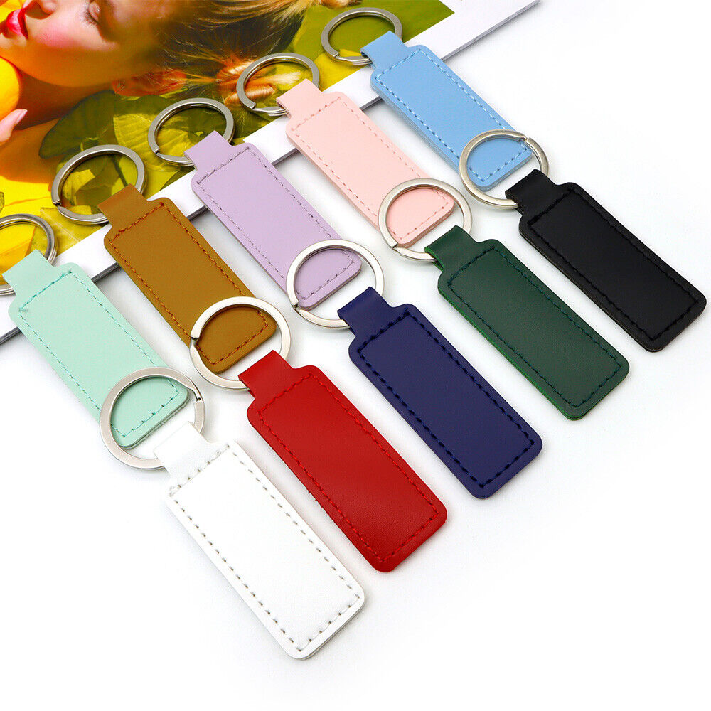 Classic Rectangle PU Leather Keychain 2