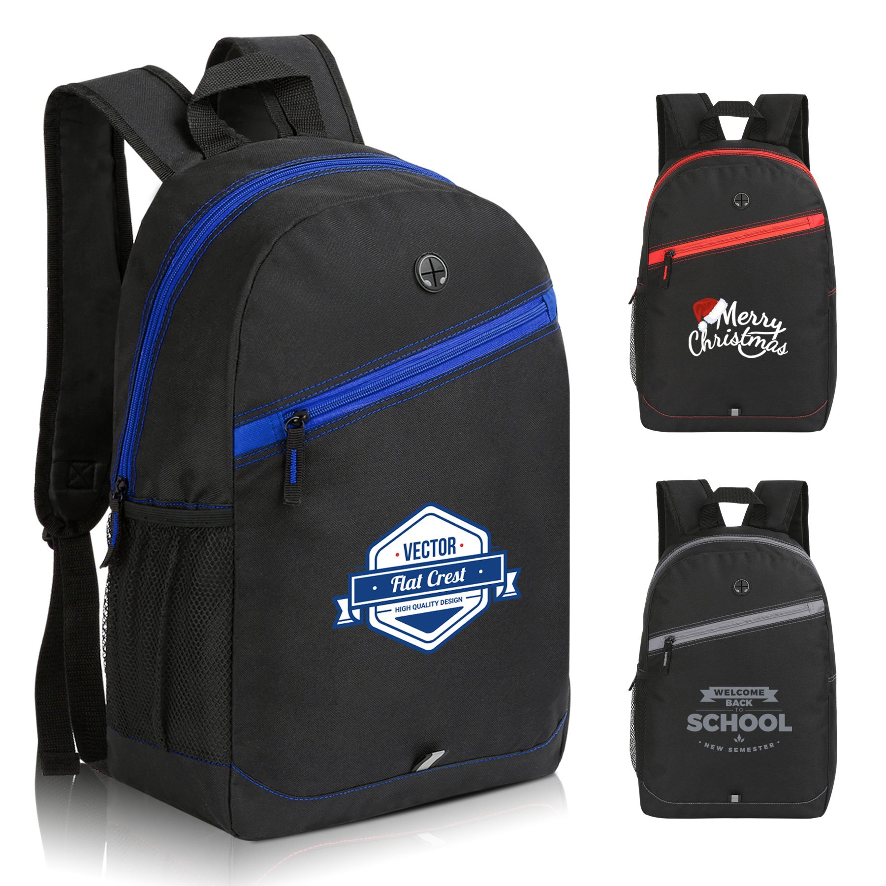 Color Zippered Stripe Daily Backpack 7