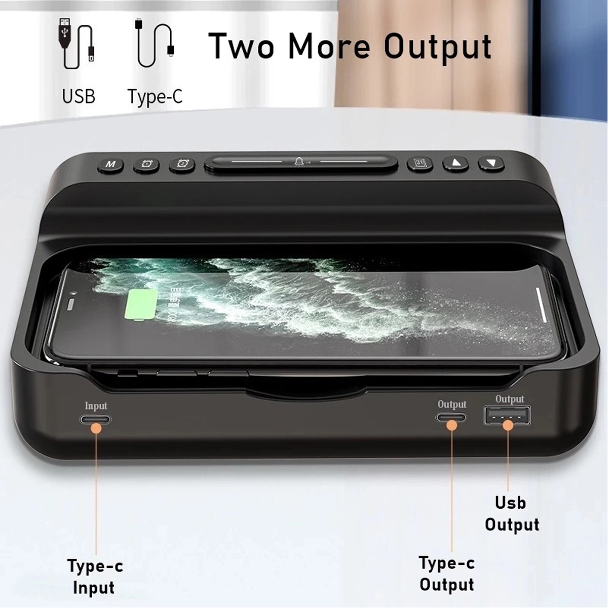 Wireless Charger With Large Led Time Screen & Ararm Clock 2