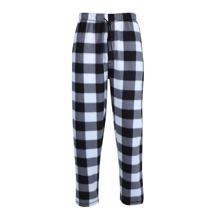 Men's Polar Fleece Pajama Pants - Size S-2XL White/Black 2