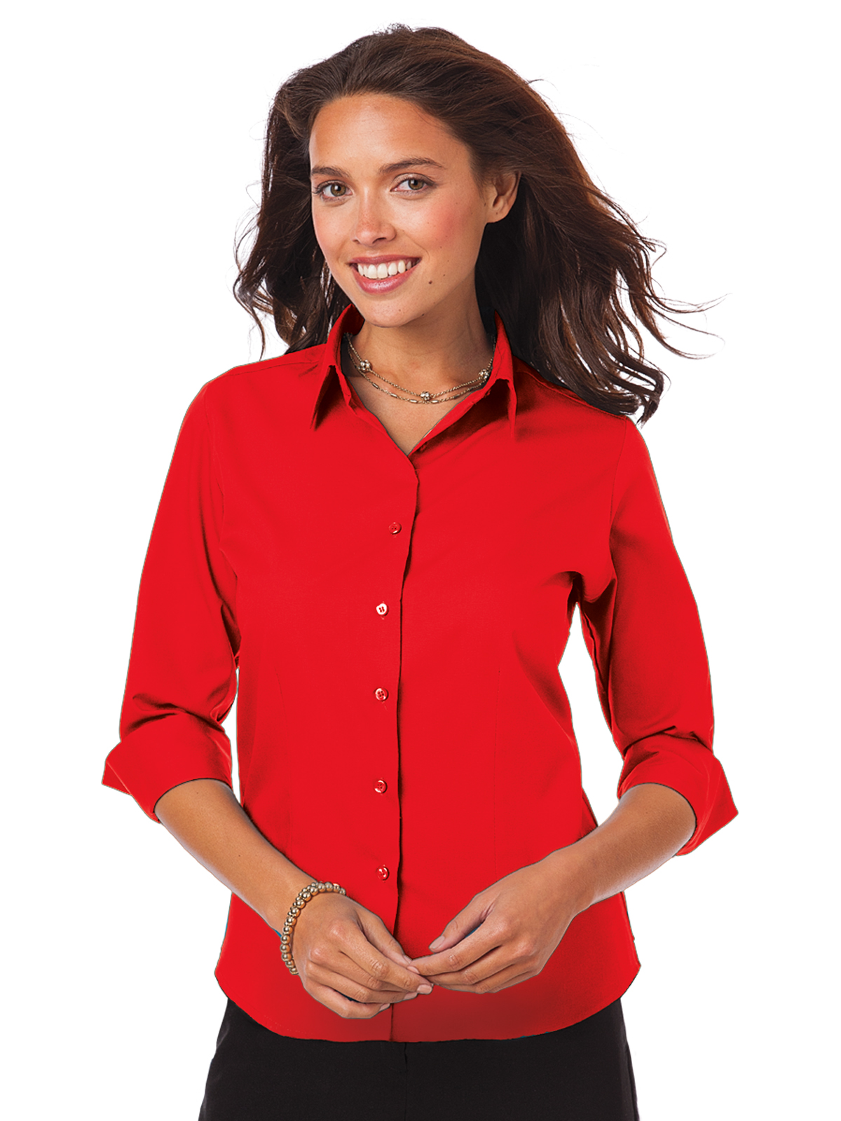 Blue Generation - Women's Pocketless 3/4-Sleeve Poplin Shirt 15