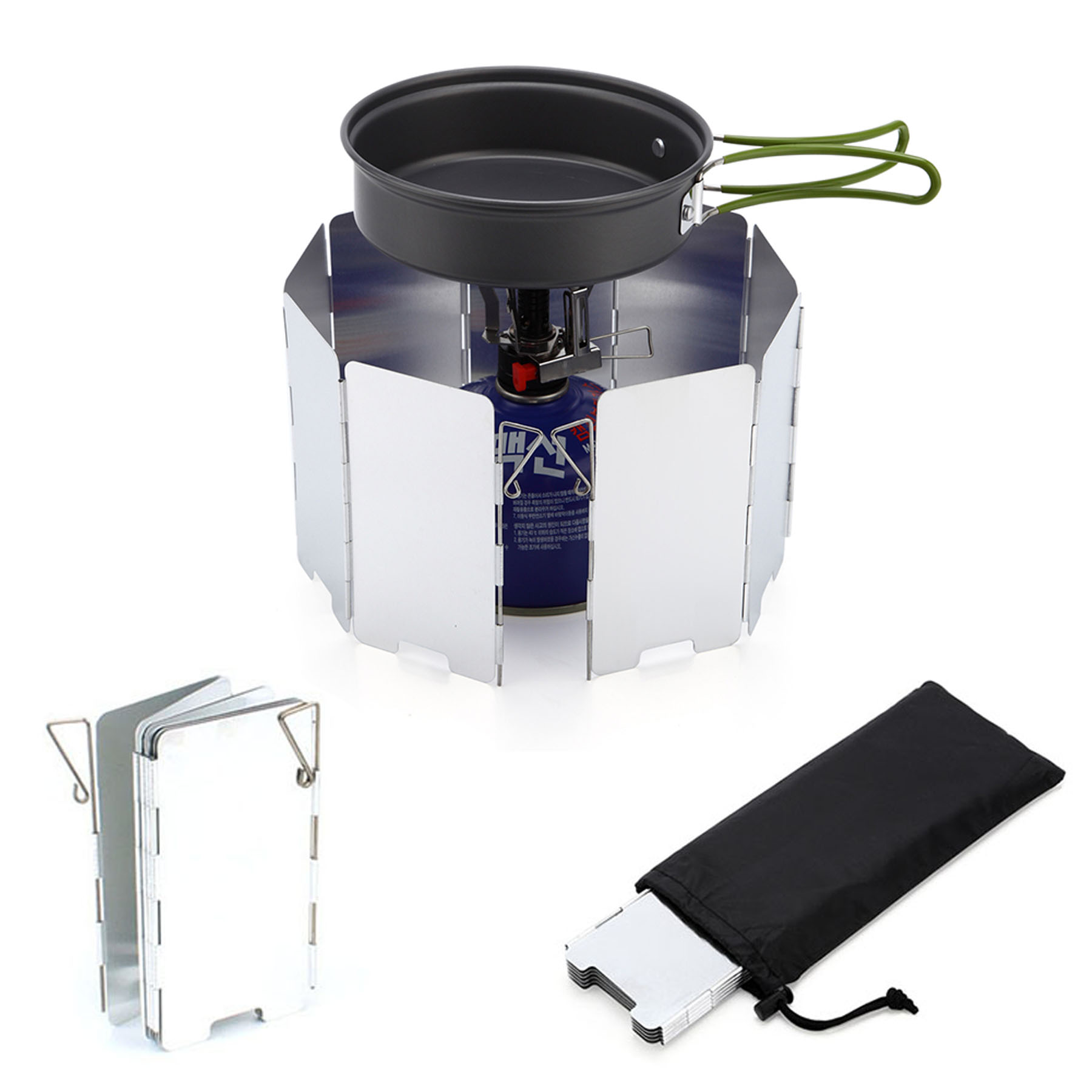 Outdoor 9 Plates Foldable Camping Stove Windshield 2