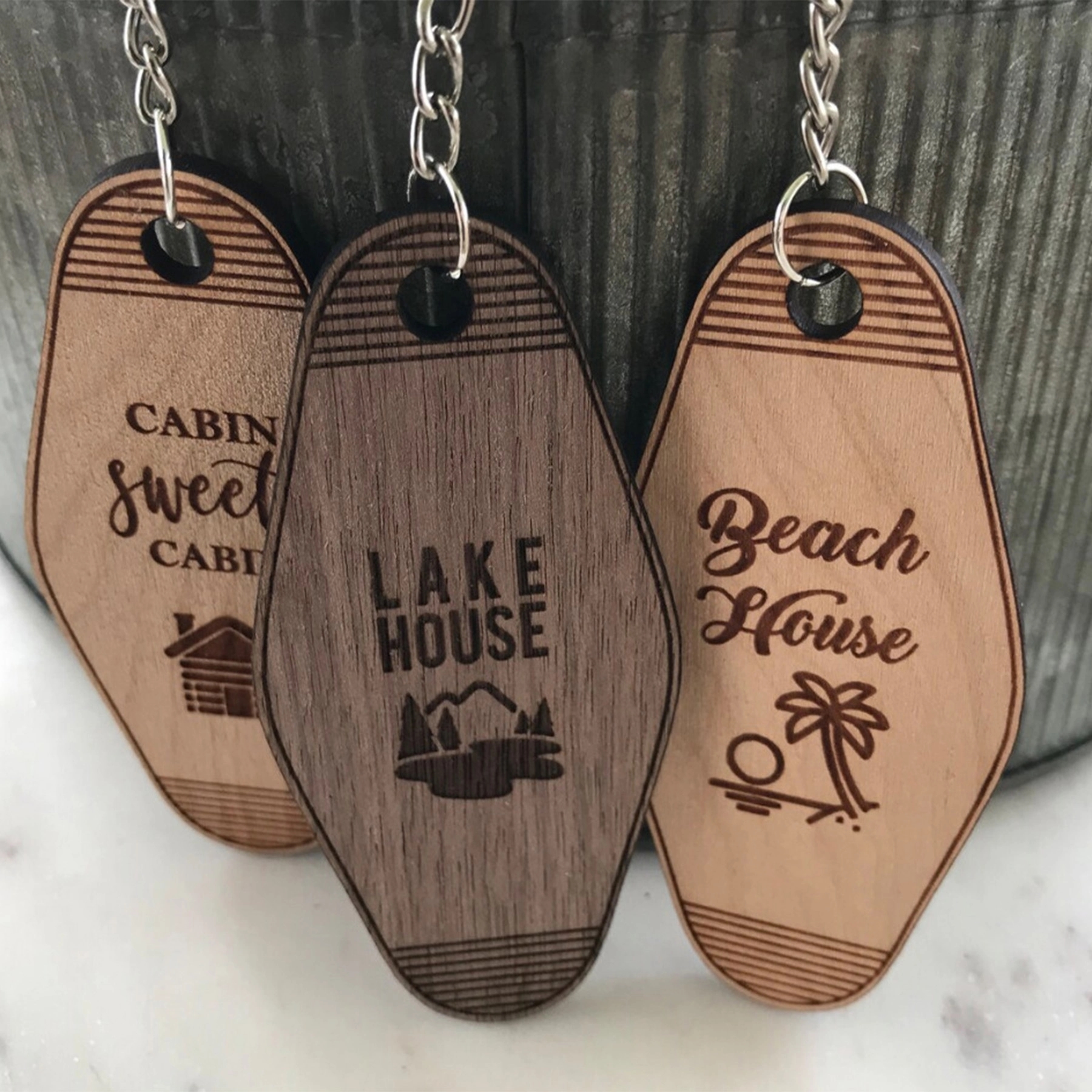 Wooden Hotel Keychain Tag 4