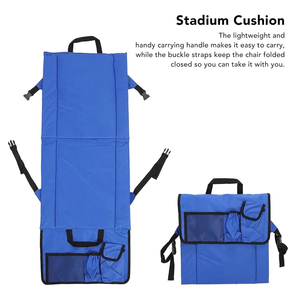 Folding Stadium Seat Cushion With Back Support Cup Holder 6