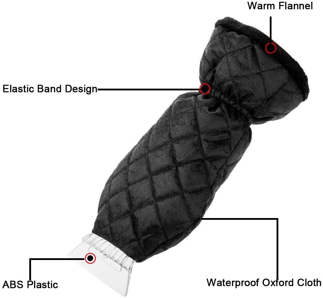 Waterproof Warm Grip Ice Scraper Mitten Snow Remover Glove/Lined of Thick Fleece for Car Windshield 11