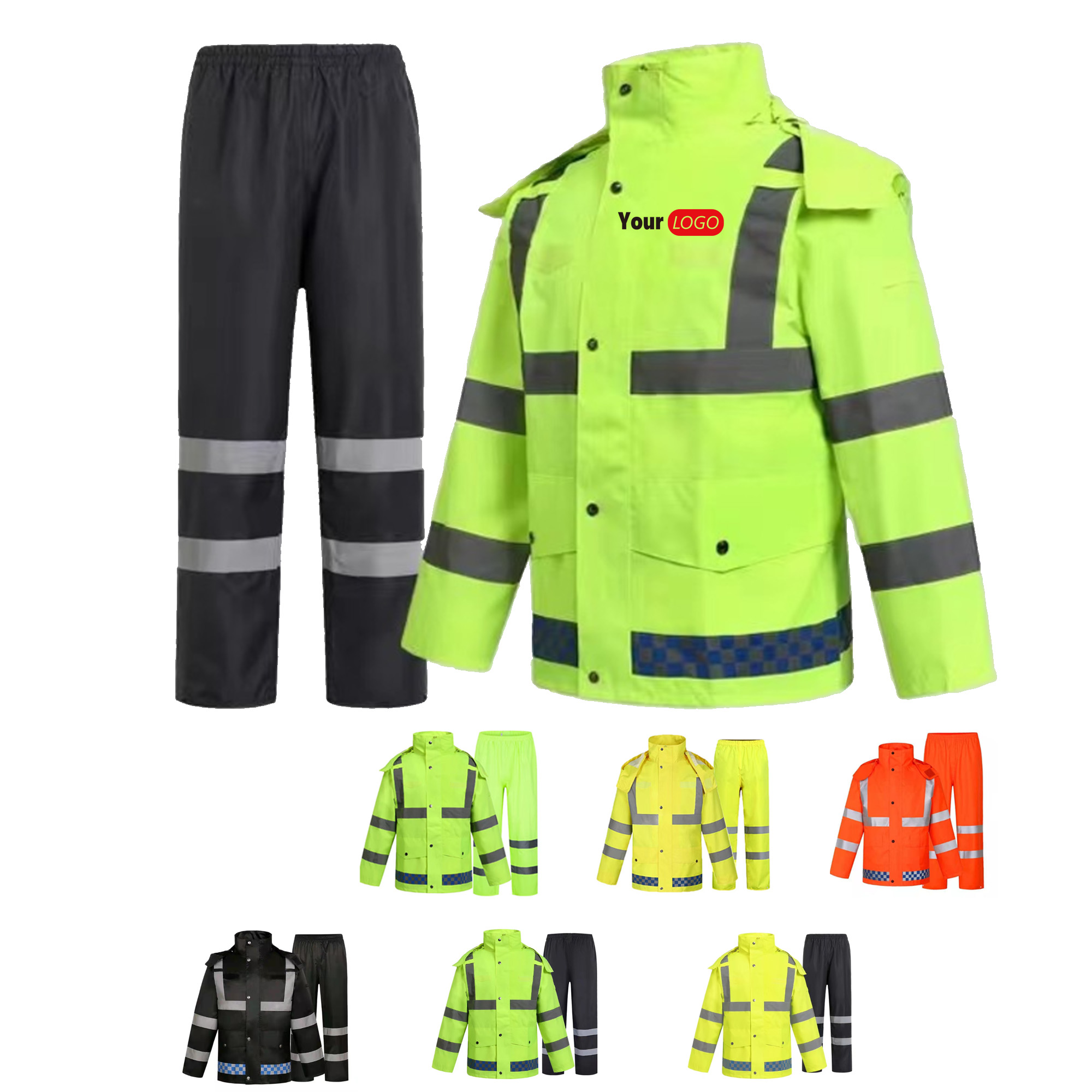 Waterproof Reflective Raincoat Suit MOQ 10pcs 2