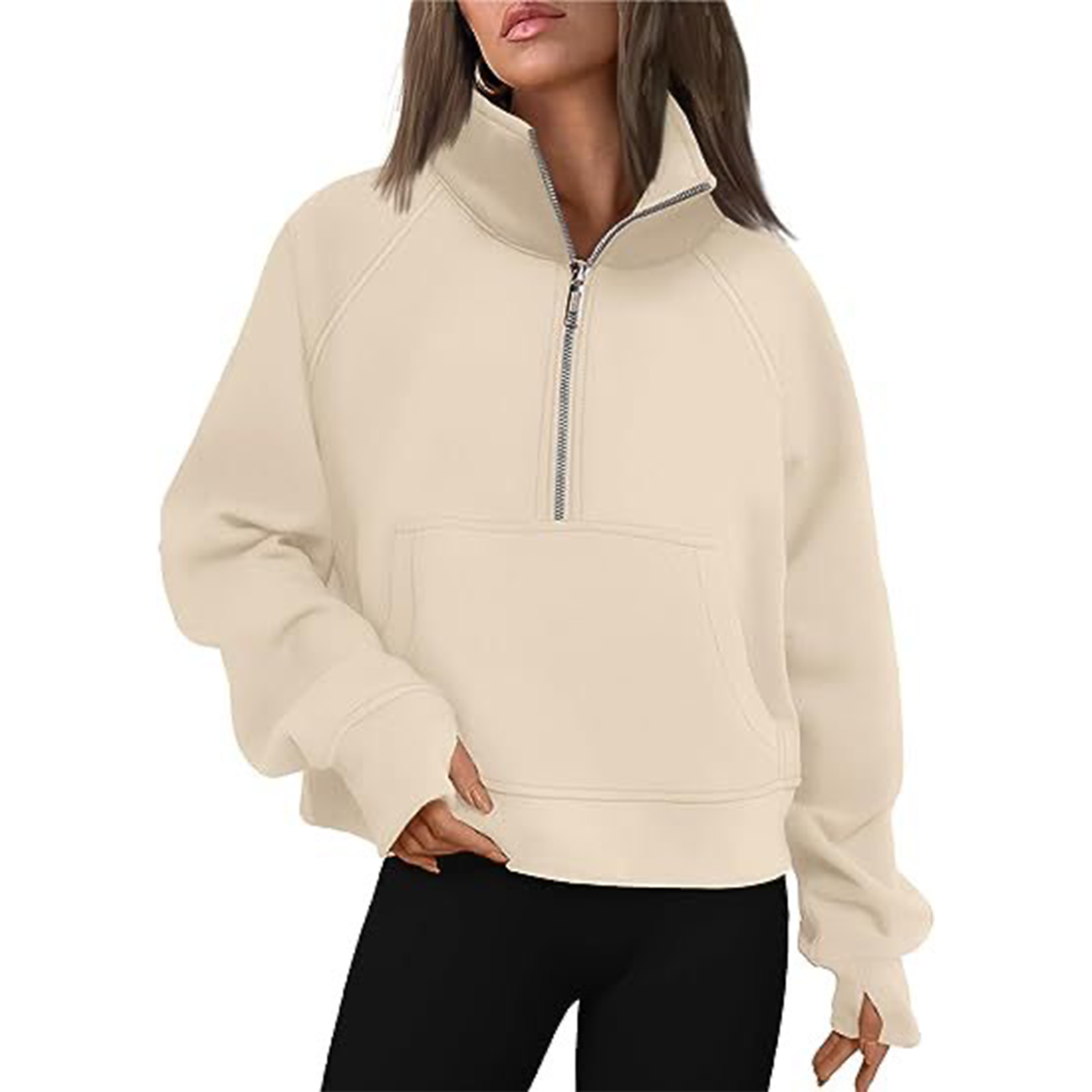 Sweatshirts Half Zip Cropped Pullover Fleece Quarter Zipper, custom hoodie or sweatshirt with logo imprint 1