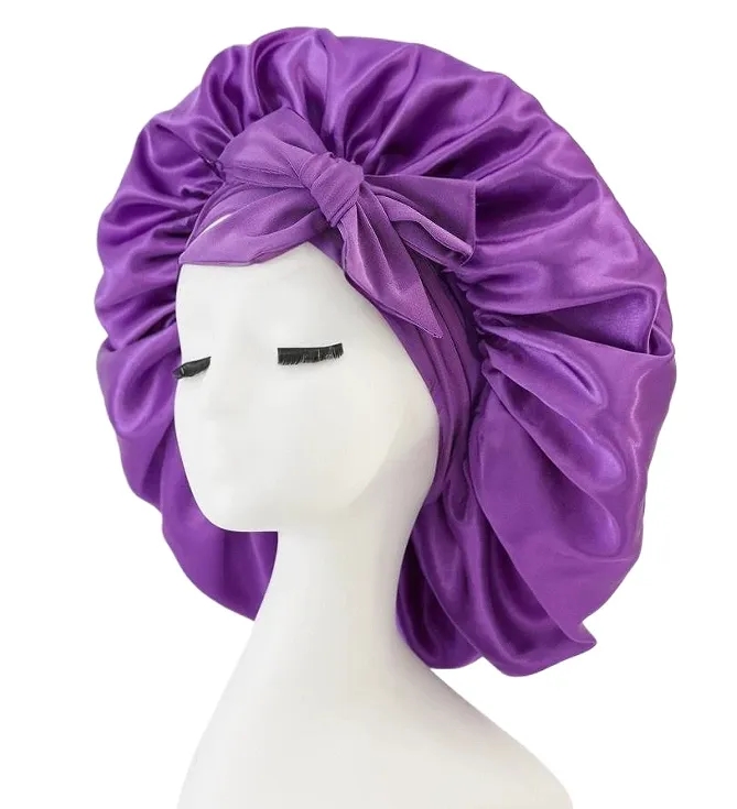 Simulated silk beauty hair care wide brimmed headscarf night 6