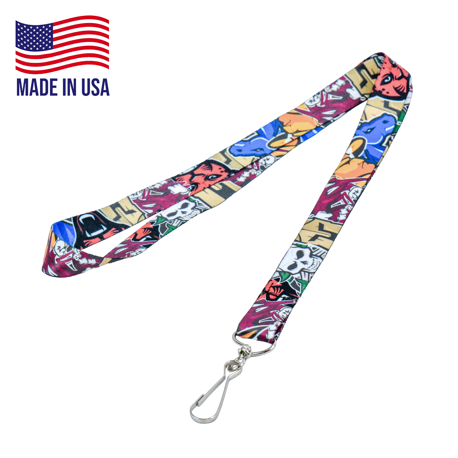 USA made Lanyard - 3/4 inch Dye-Sublimation w/ J-hook 1