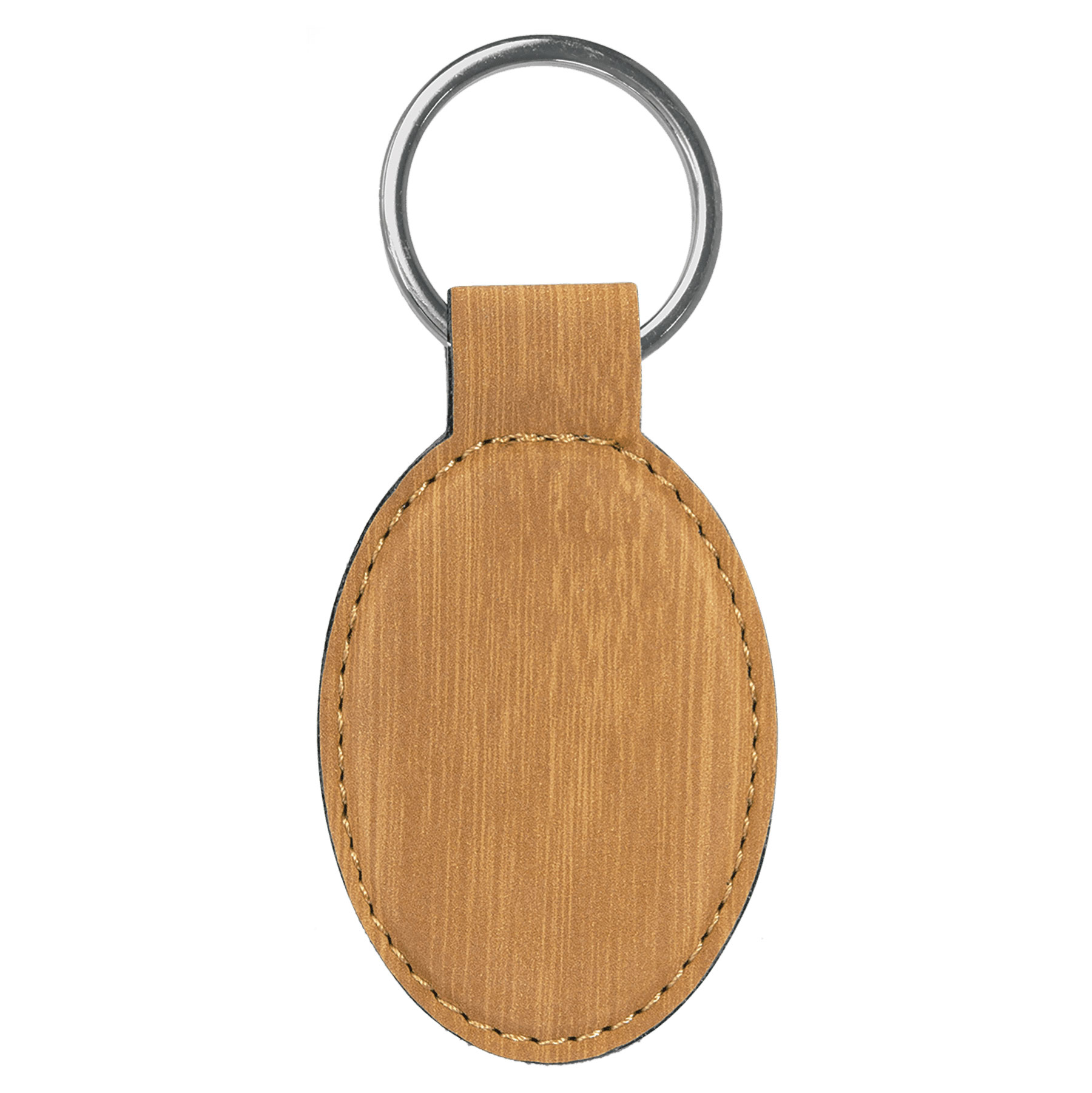 Bamboo Leatherette Oval Keychain 4