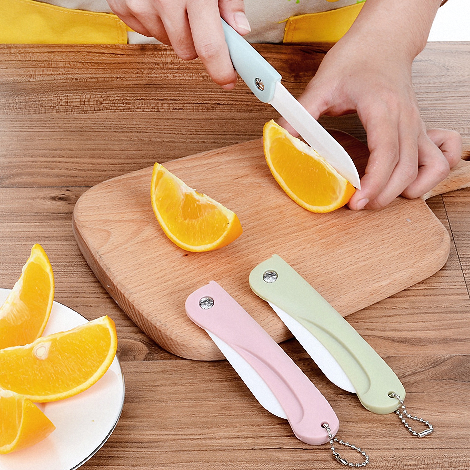 Compact Foldable Ceramic Pocket Knife with Keychain 2