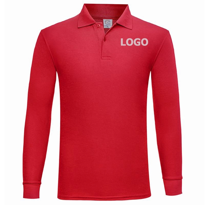 Custom Men's Long Sleeve Polo Shirts Regular-Fit Cotton 3
