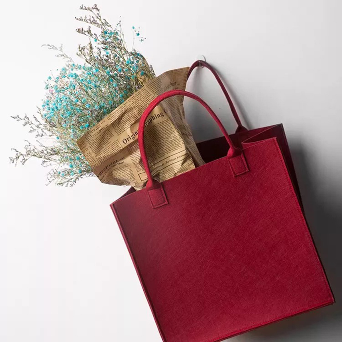 MOQ 10 pcs Strong Felt Tote Bag, custom tote bag with logo imprint 3