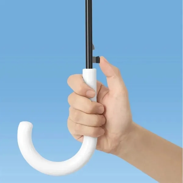 White Windproof Wedding Umbrella with J Hook Handle 5