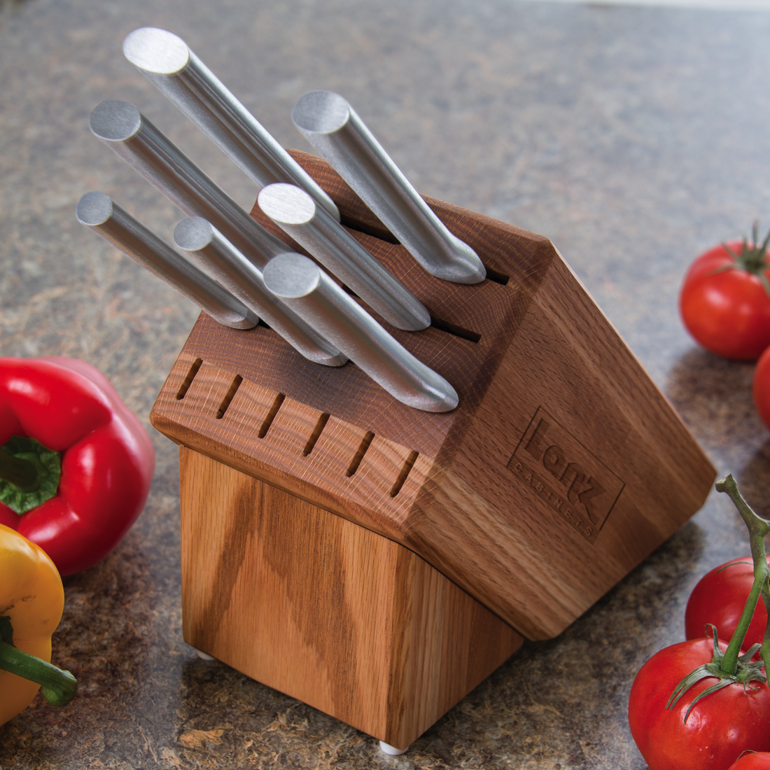 Essential Oak Block Set w/ Silver Handle 4