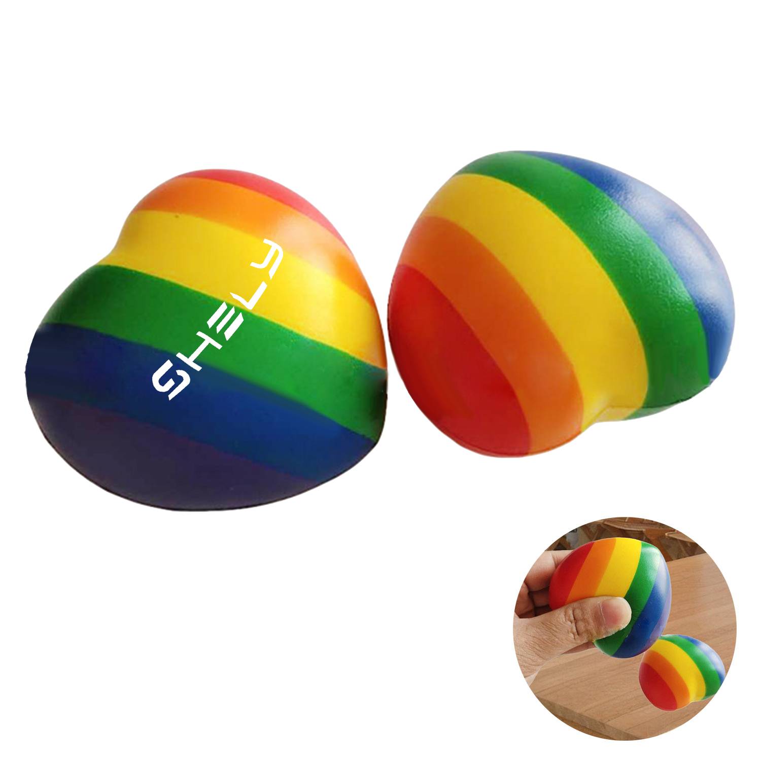 PU Rainbow Heart Stress Reliever Squeeze Ball 2