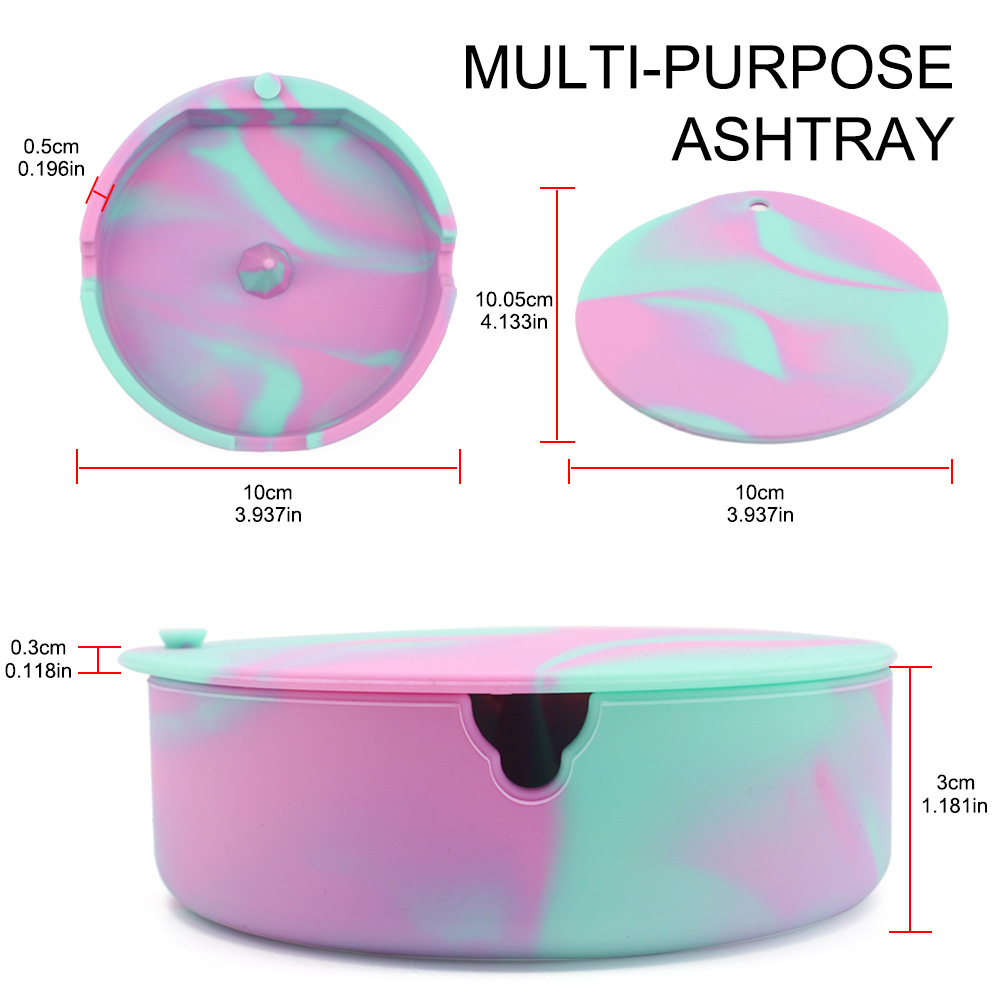 Silicone Round Ashtray with Lid 3