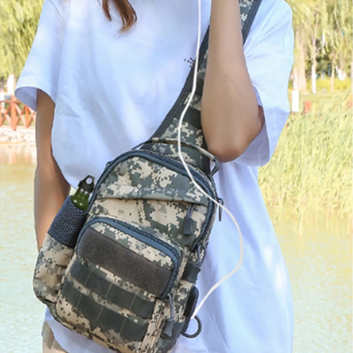 Tactical Outdoor Sling Crossbody Lure Bag w/ USB Port 7