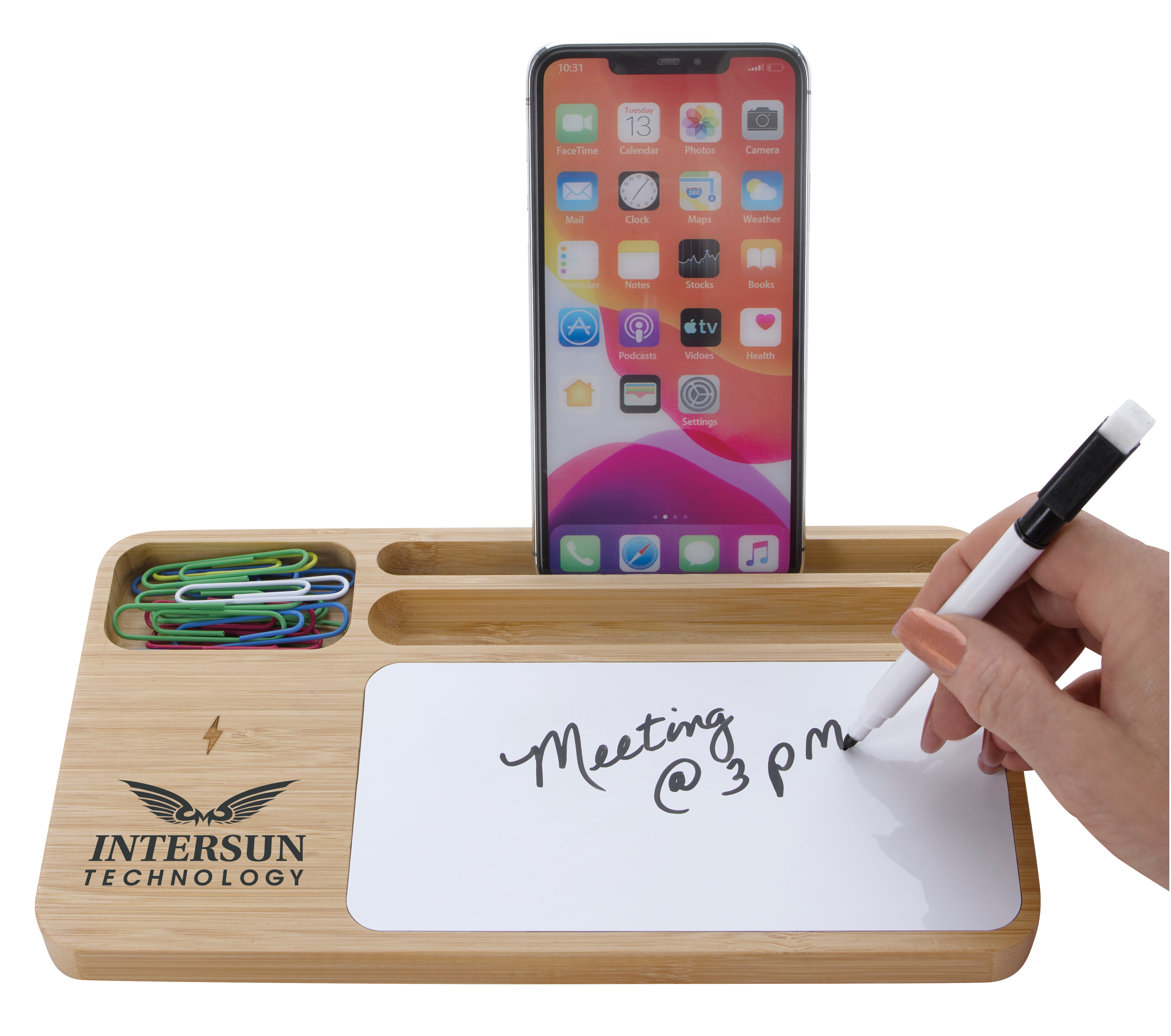 Bamboo 10W Wireless Charging Base with Dry Erase Board 56