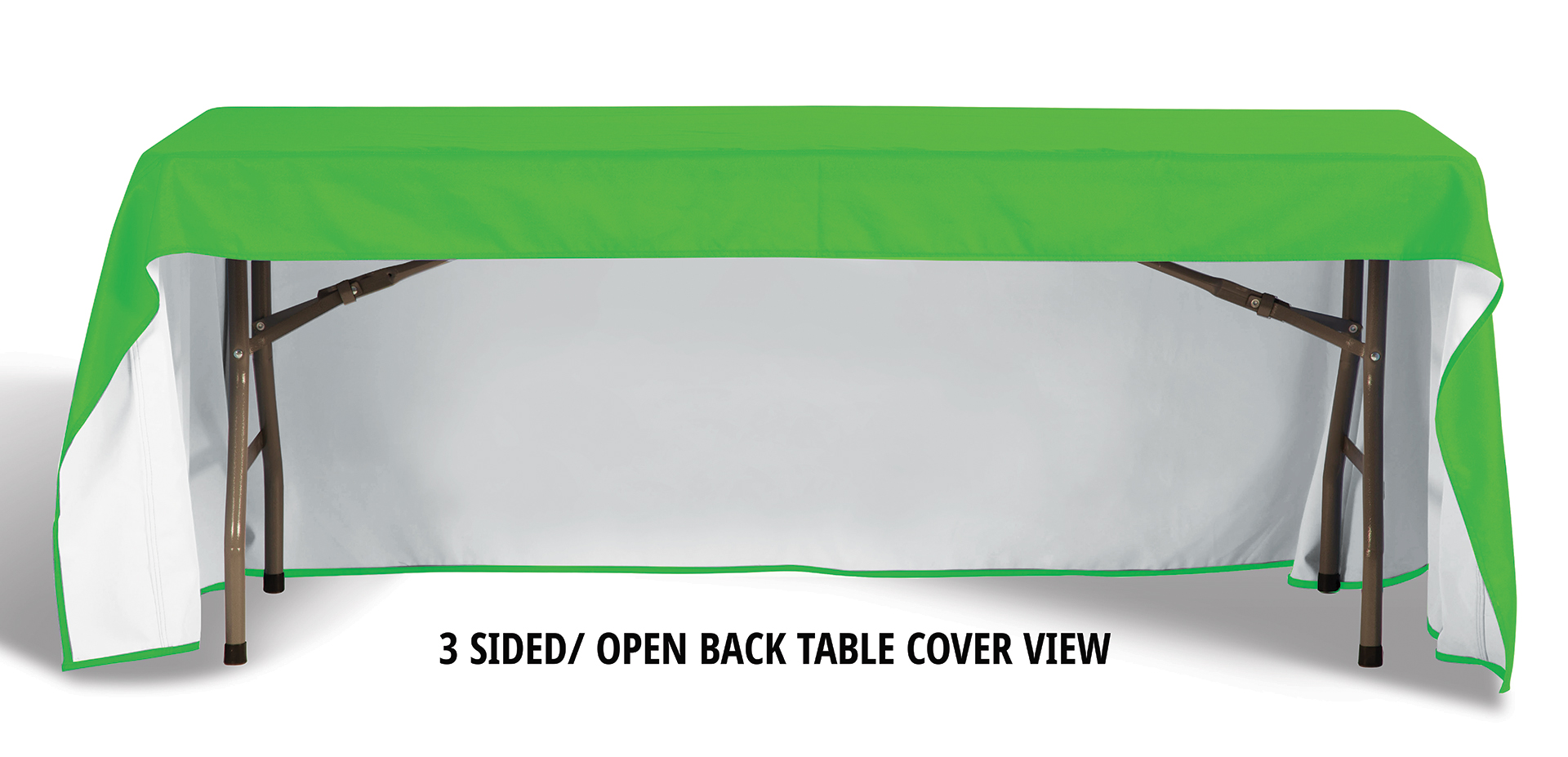 6' Flat, 3 Sided Recyclable White Plastic 1 Color Step and Repeat Table Cover 3