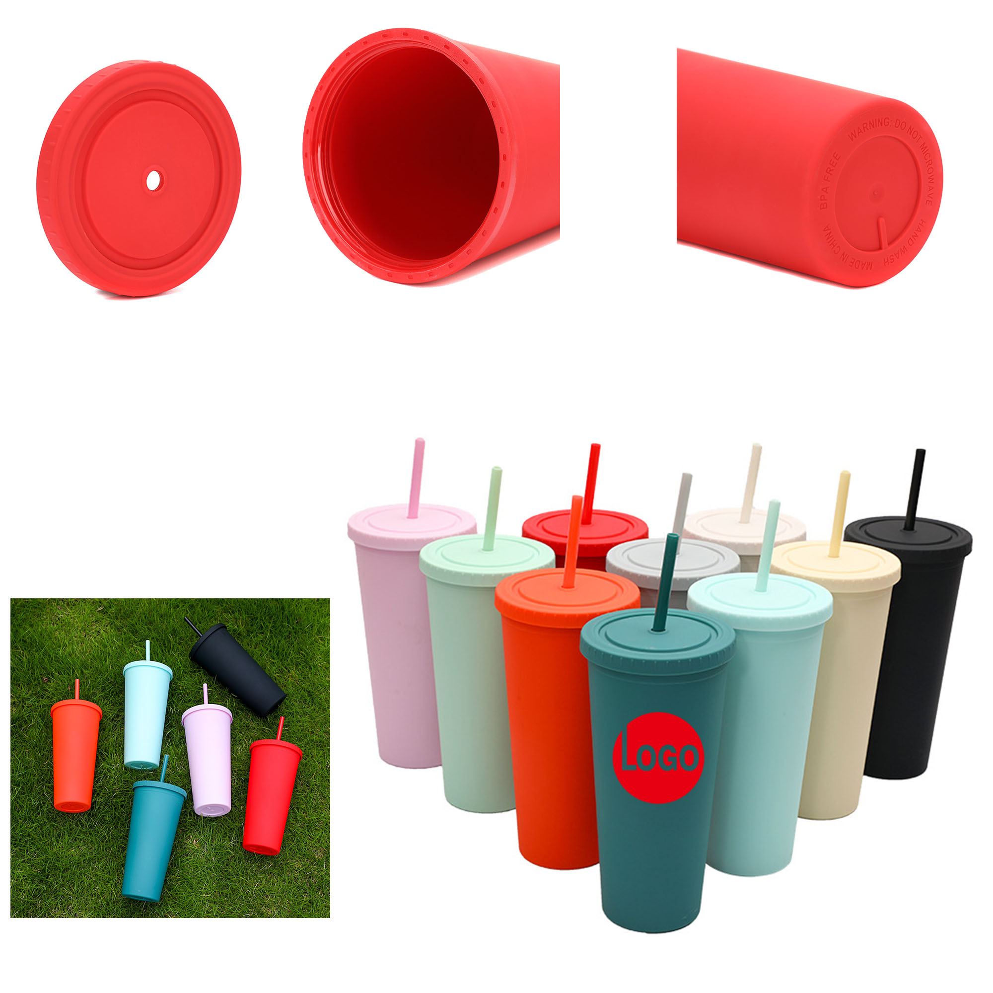 Reusable Straw Cups Customizable Logo 2