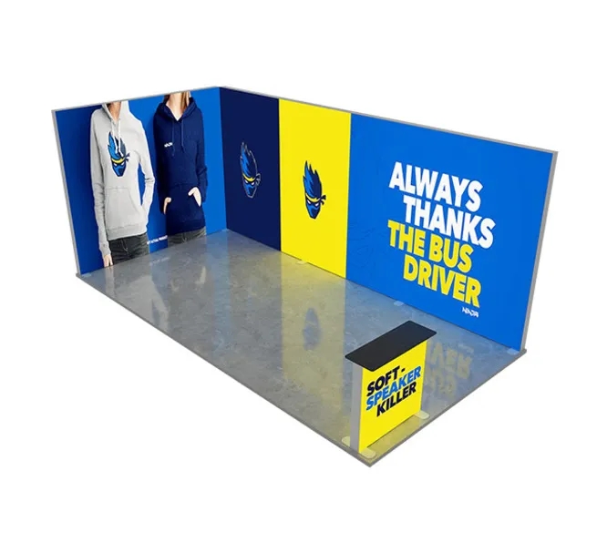 20ft Backlit Trade Show Display – LED Lightbox Display with Counter & Storage 4