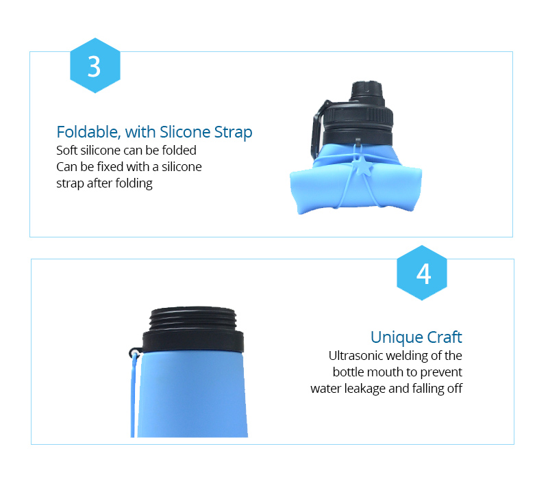 Foldable Silicone Water Bottle, 23 oz. 4