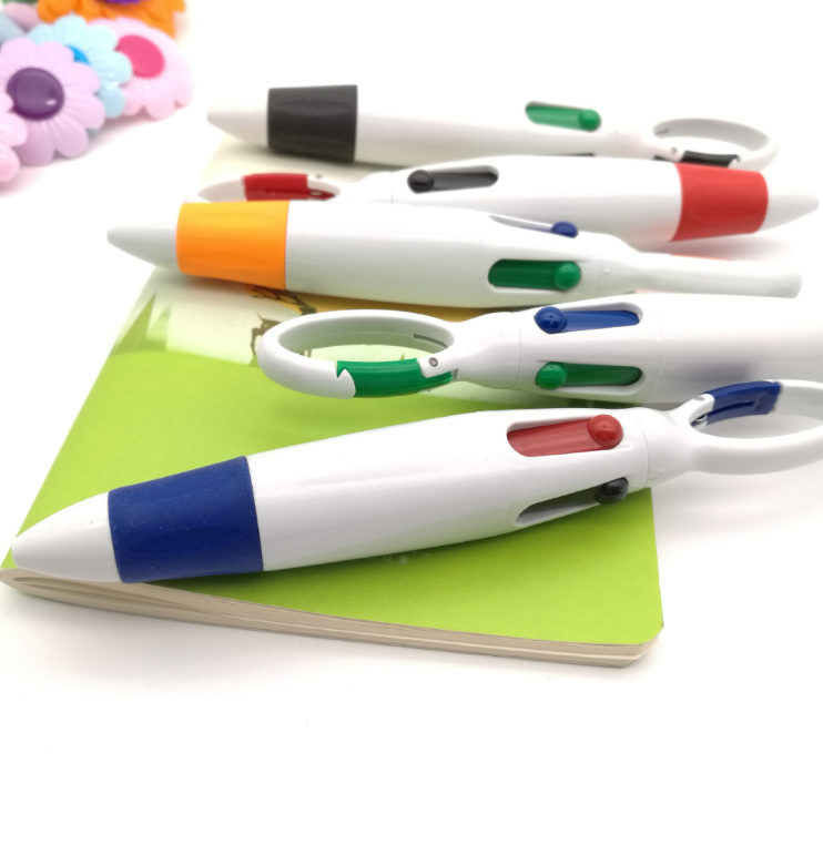 Four-color Ballpoint Pen with Carabiner 2