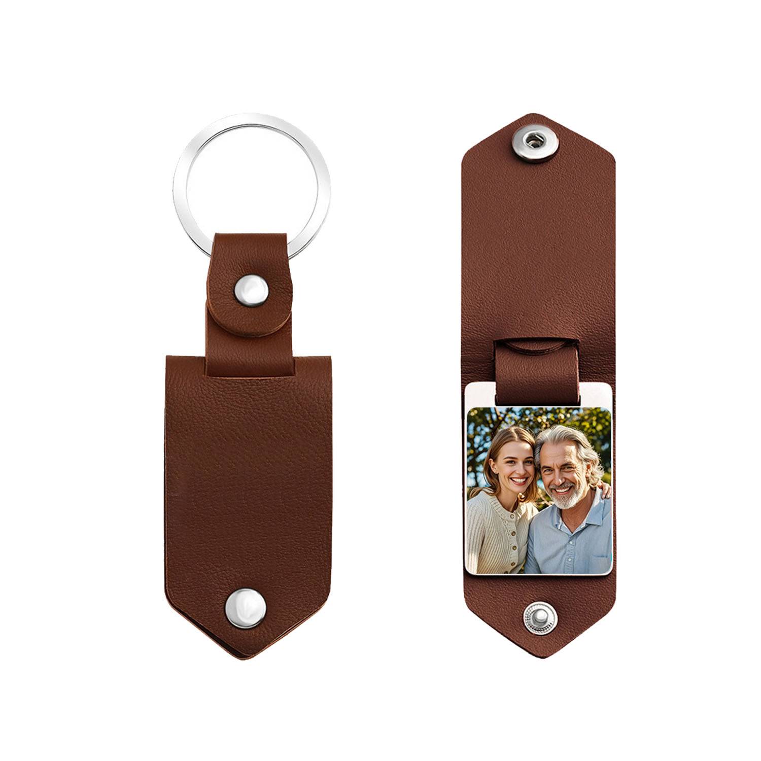 Customizable Compact Aluminium PU Leather Keychain 6