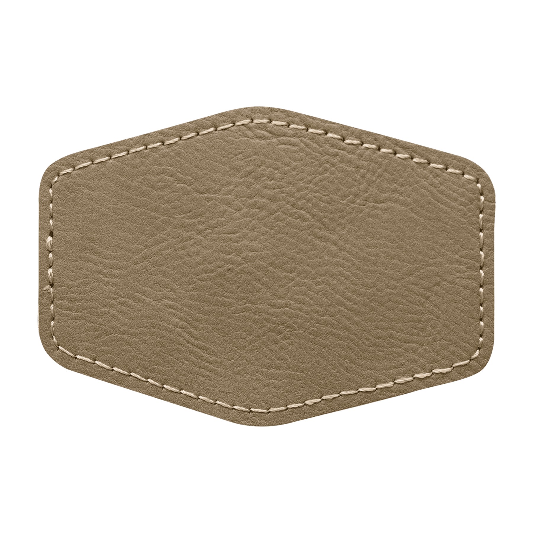 3" x 2" Light Brown Leatherette Hexagon Patch with Adhesive 2