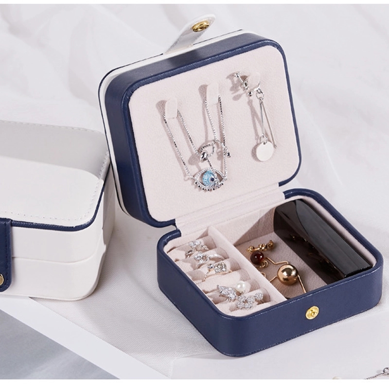 Custom Travel Multi-Layer Jewelry Organizer Box with Mirror 13