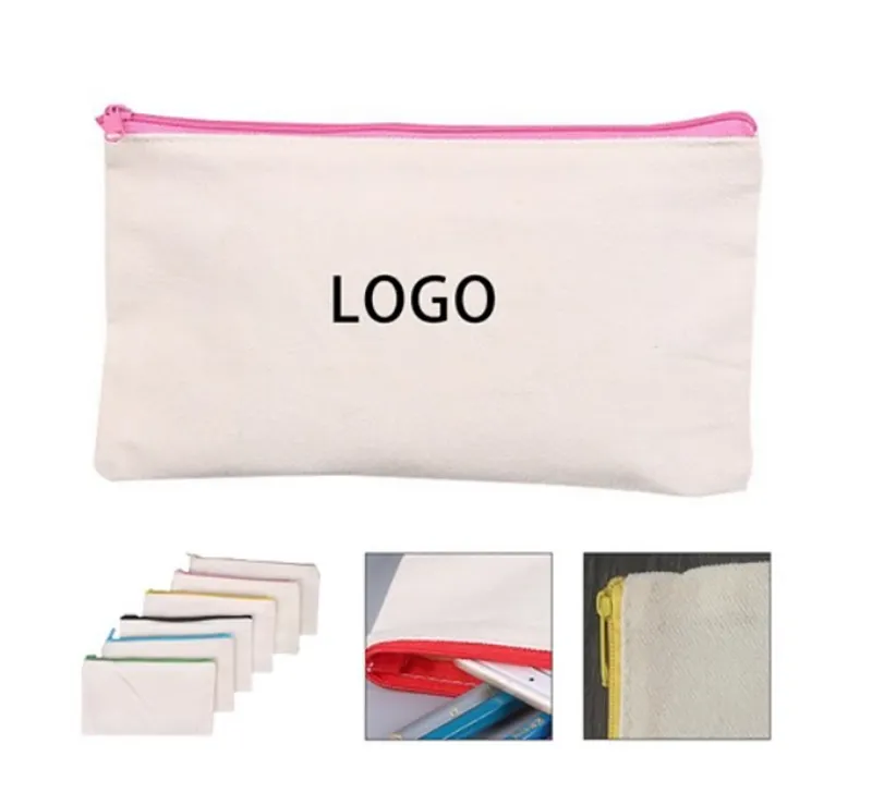 Canvas Colorful Zipper Bags, custom tote bag with logo imprint 1