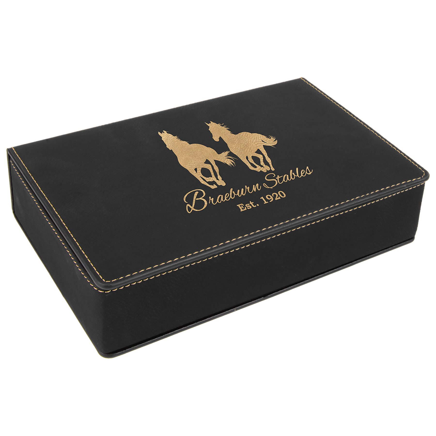 Stainless Steel Black/Gold Leatherette Flask Gift Set 1