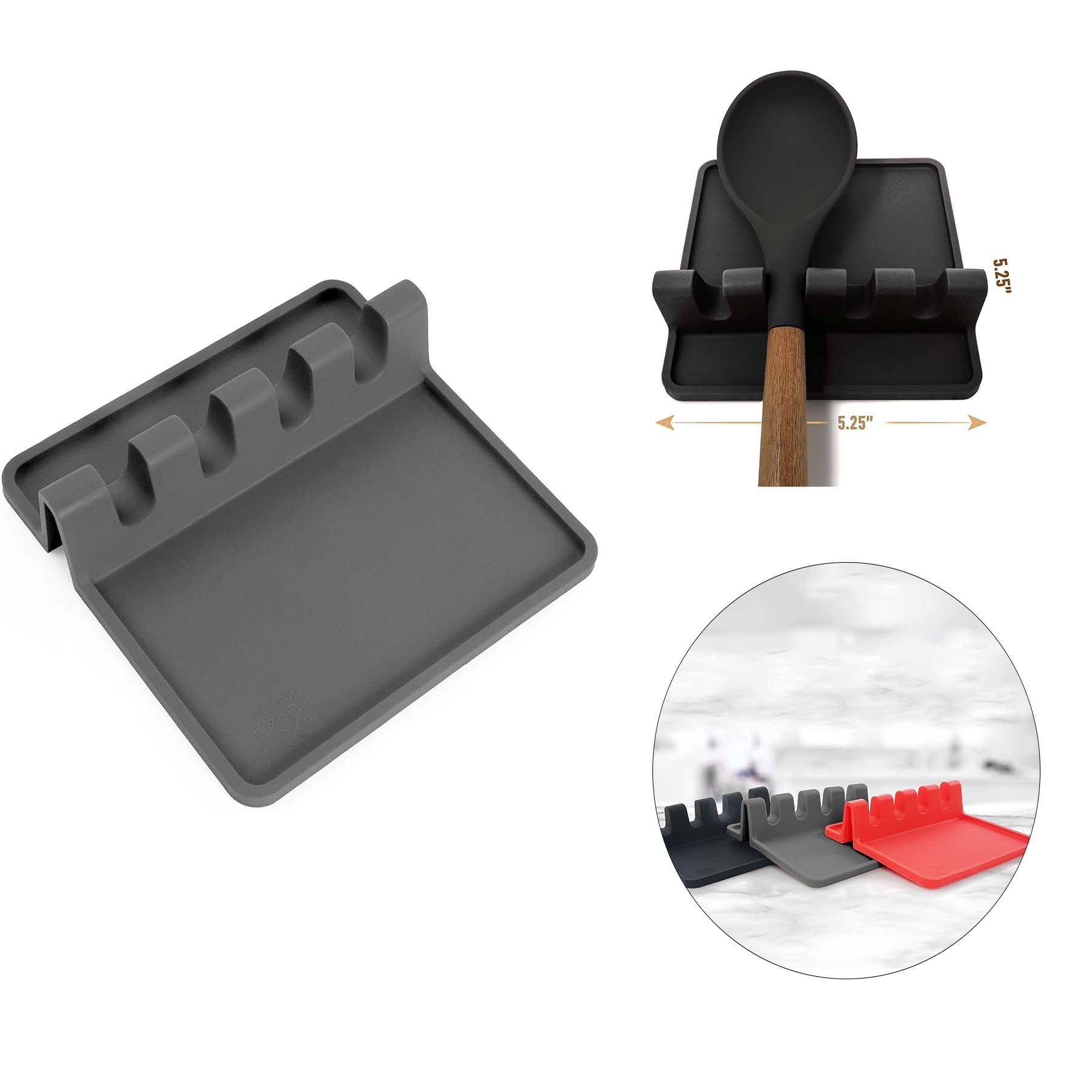 Silicone Utensil Rest with Drip Pad for Multiple Utensils 3