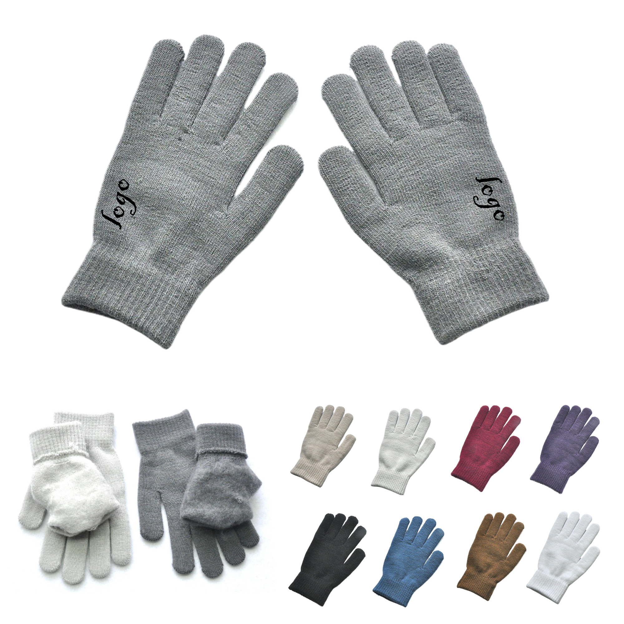 MOQ100 Thick Winter Knit Gloves Warm Comfort 7