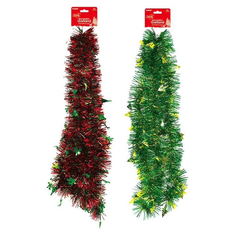 Christmas Tinsel Garlands - Red & Green 7' 2
