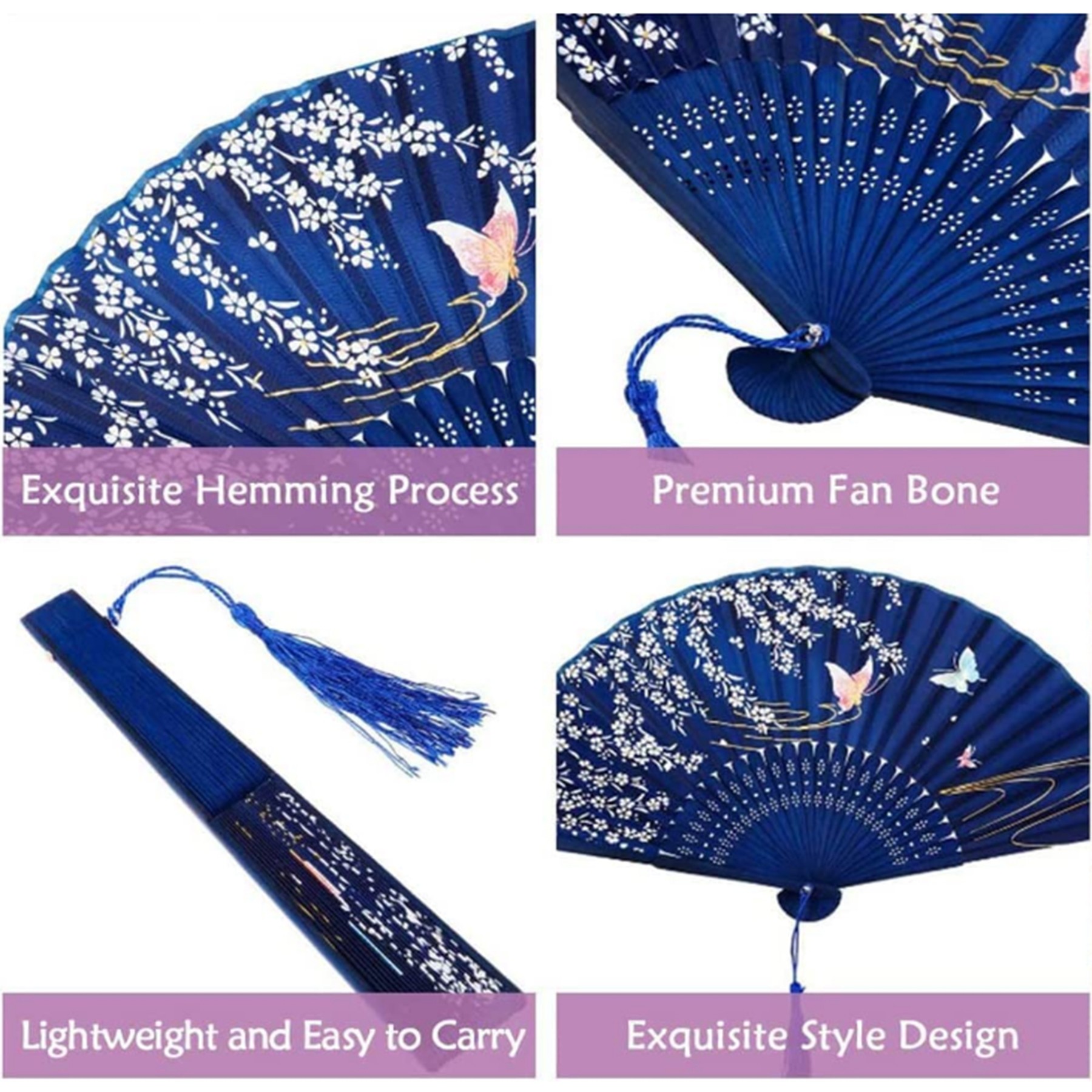Bamboo Cloth Folding Hand Fan - Custom 2