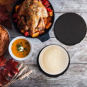 Oiled Black Slate Cup Coaster-Round 3