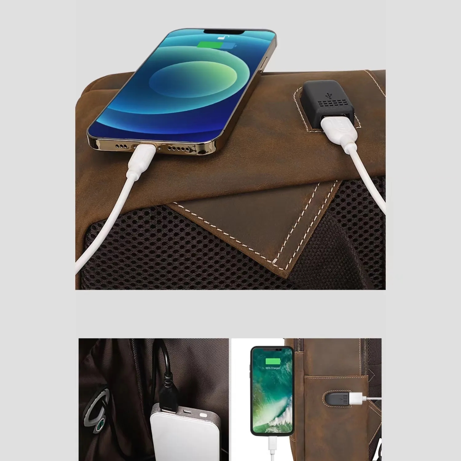 Custom 15 Inch Laptop Backpack Genuine Leather 9