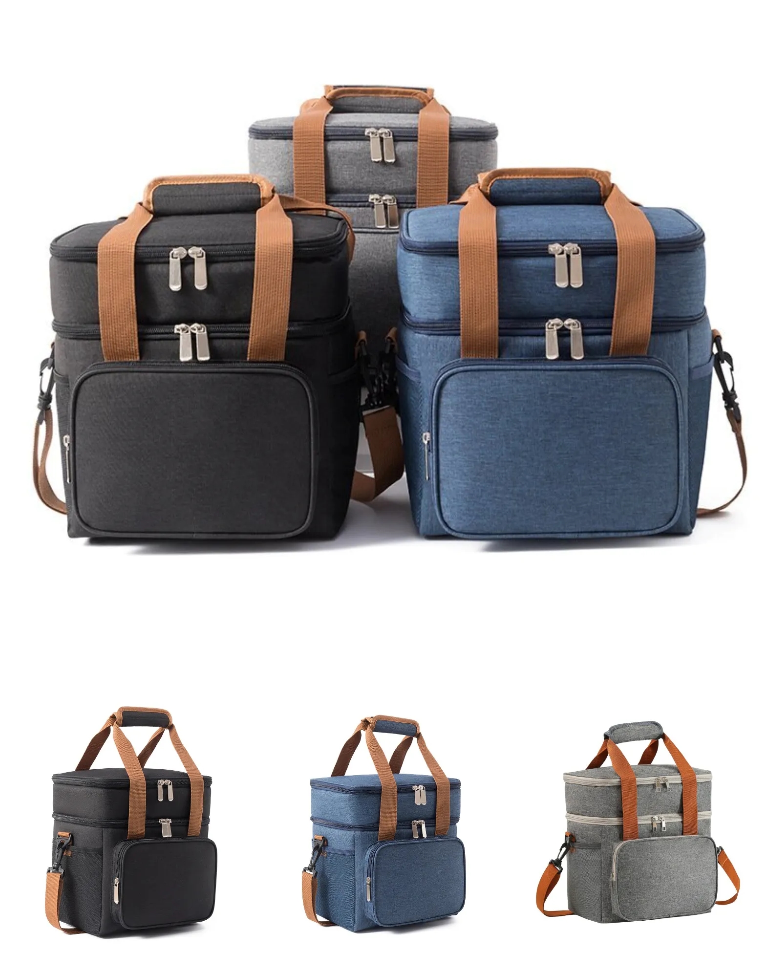 Crossbody large capacity double-layer lunch bag 5