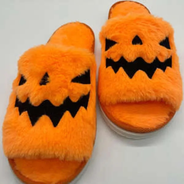 2023 Bedroom Ladies Slippers Halloween Pumpkin 1