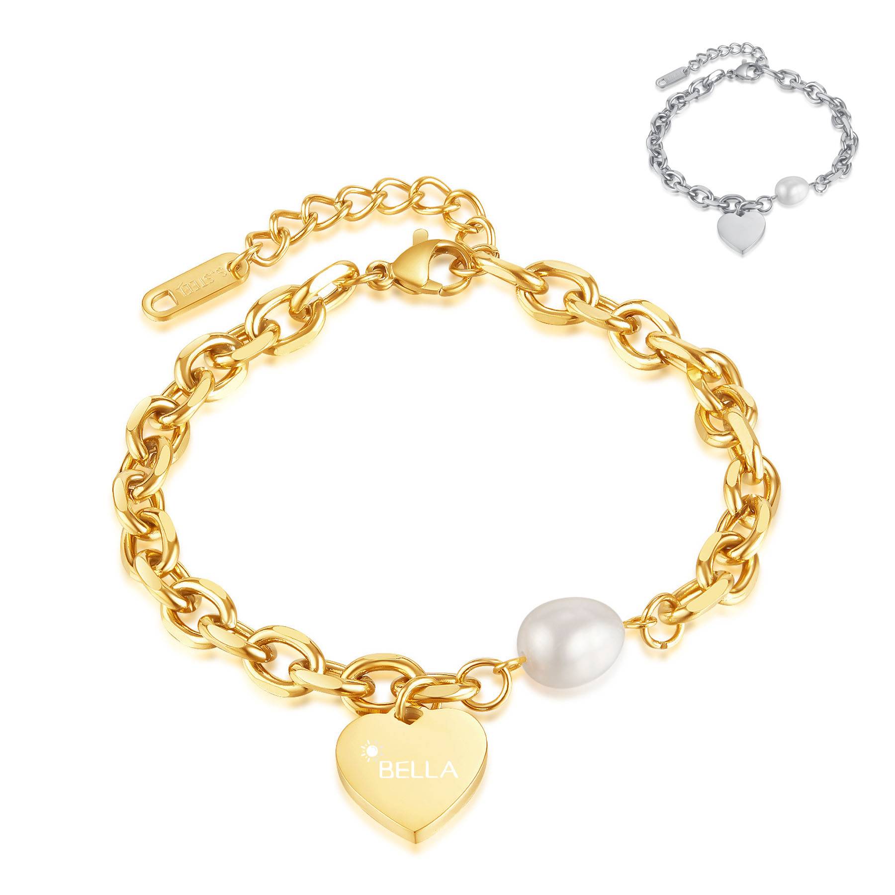 Titanium Steel Love Pearl Bracelet 11